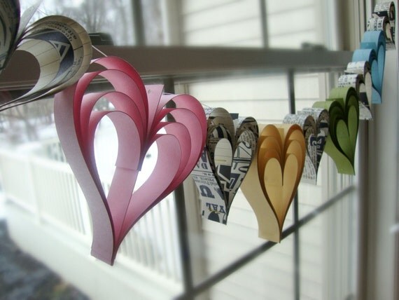 Wedding garland Spring Fling a garland of hand cut hearts Il_570xn