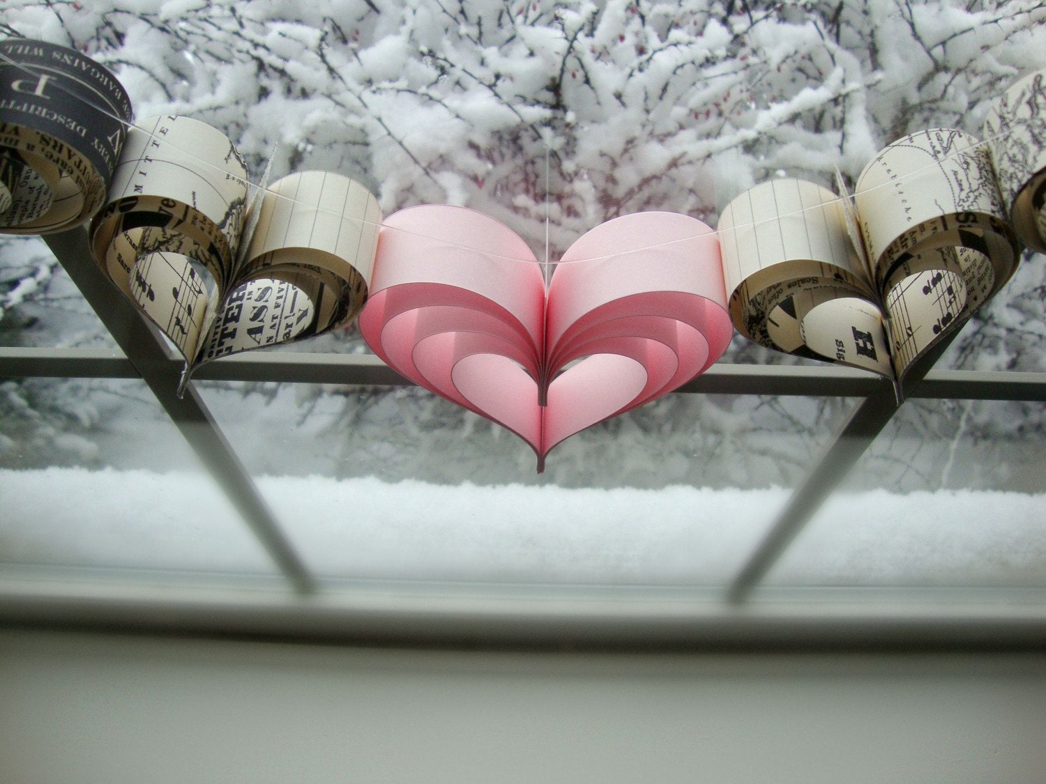 Heart garland banner Pretty in Pink