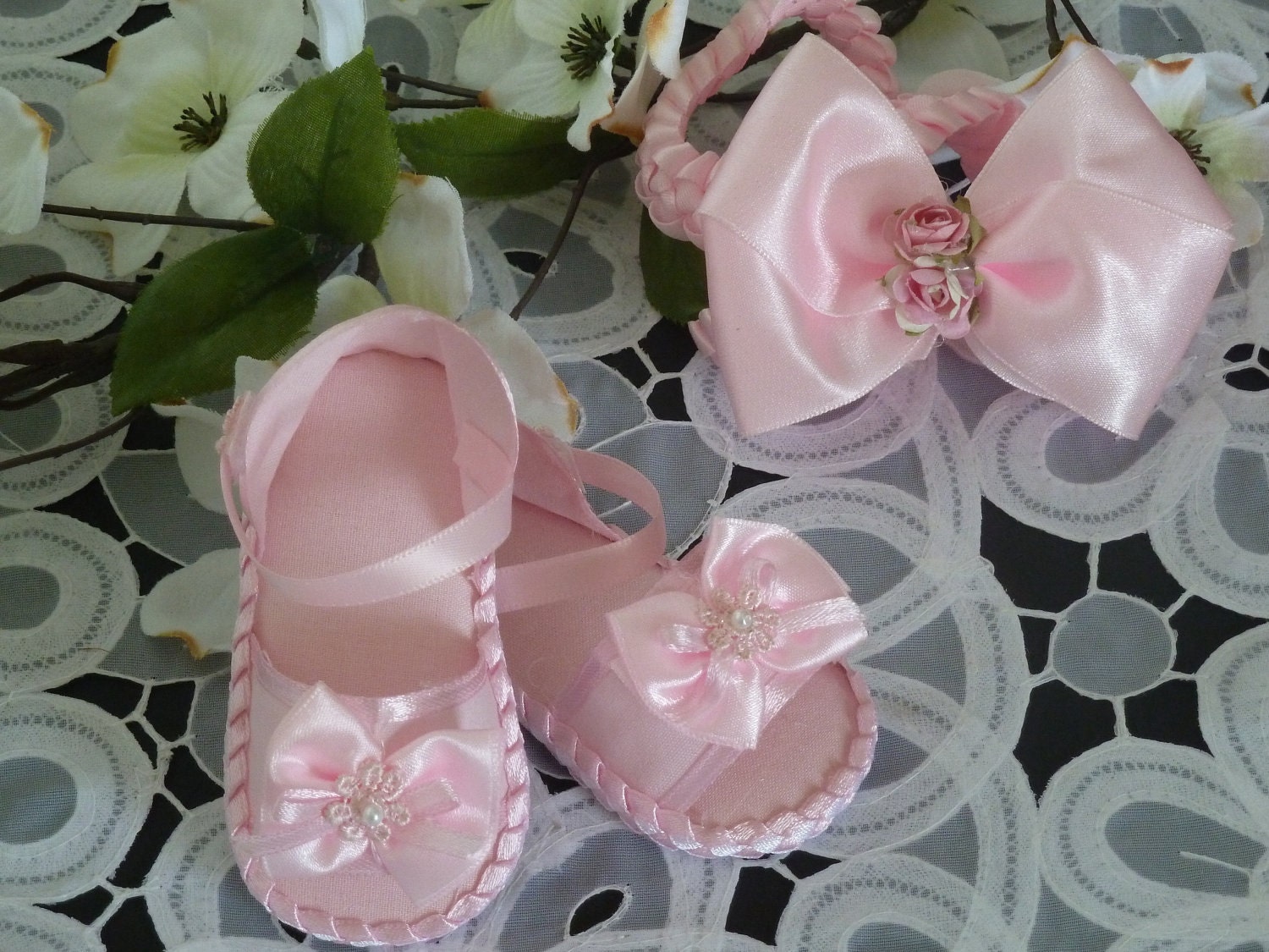 Baby Girl Pink Sandals and Headband Set