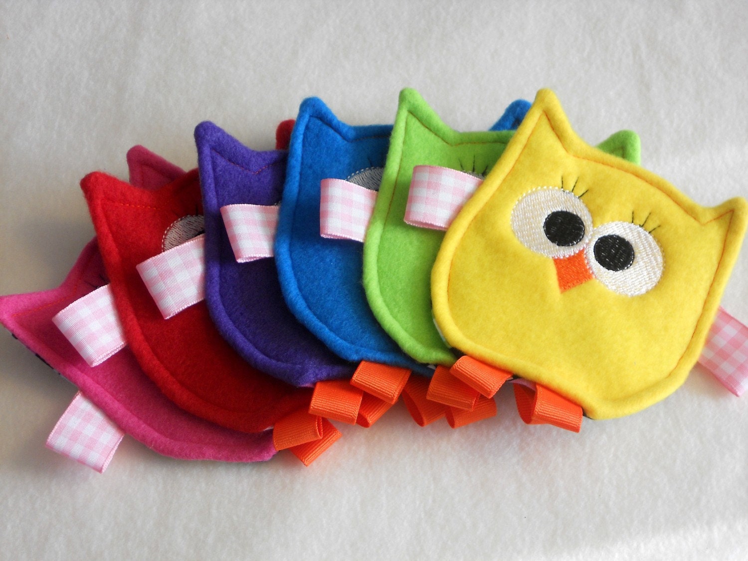 MADE TO ORDER - Friendly Owl Crinkle Toy for Baby Girl