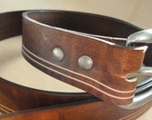 Horizon line hand crafted leather belt