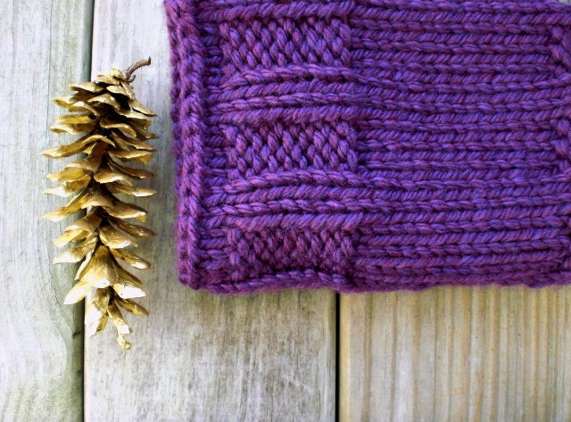 Hand knit winter cowl / royal purple / urban rustic / winter chic / autumn neckwarmer / warm / neck cozy / over sized / soft