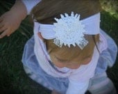 Gorgeous Vintage White Doily Flower and Lace Baby Child Girls Headband