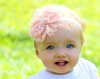 Gorgeous Vintage  Pink or Ivory Shabby Chic Flower Baby Childs Headband