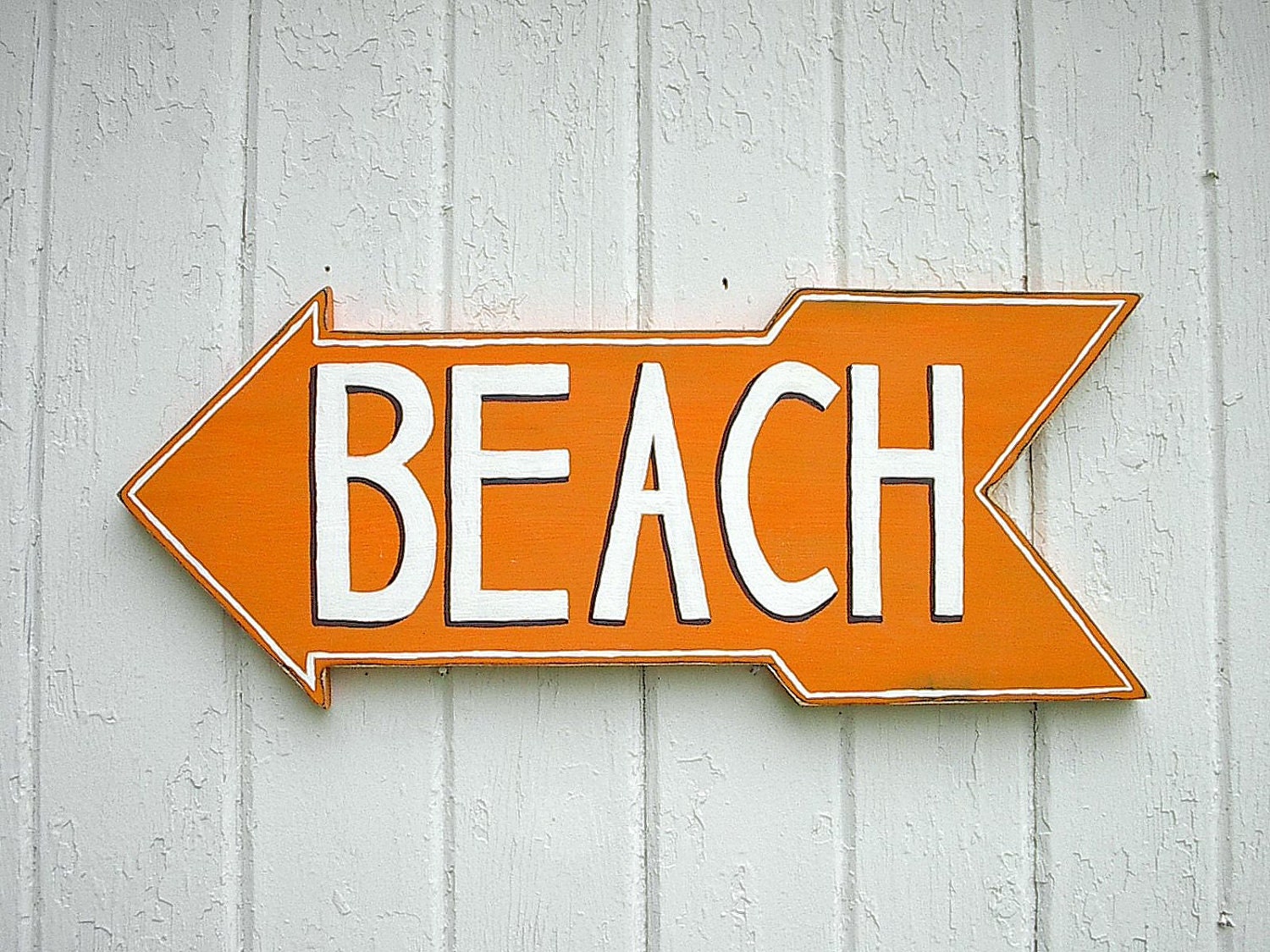 Beach sign wood sign orange shabby chic sign lake sign