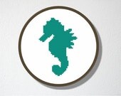 Counted Cross stitch Pattern PDF. Instant download. Seahorse Silhouette. Includes easy beginner instructions.