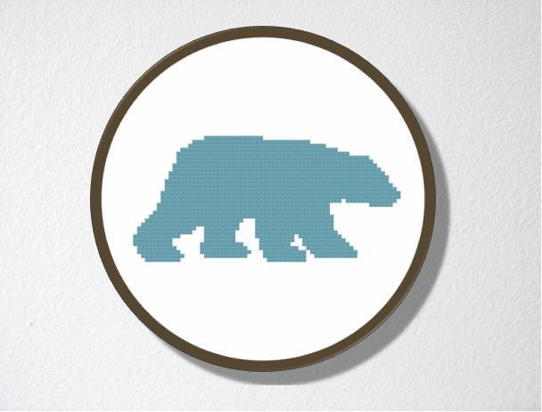 Counted Cross stitch Pattern PDF. Instant download. Polar Bear Silhouette. Includes easy beginner instructions.