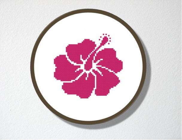 Counted Cross stitch Pattern PDF. Instant download. Hibiscus Silhouette. Includes easy beginner instructions.