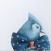 Blue Bird Art - Original Acrylic Painting  - Animal art, Nature Painting, Home Decor - Kitchen Apartment - Men Women 8x8