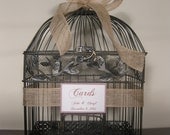 Wedding Card Box Birdcage Card Holder / Rustic Wedding / Burlap Birdcage Cardholder