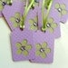 Retro  flower, Embossed polka dot, Green and Lavender paper  Gift tags...Qty. 10