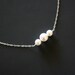 Trio Pearls Necklace in Sterling Silver - Bridal wedding jewelry, bridesmaids gifts favor, Birthday gifts for sister mom