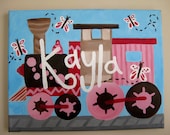 Customizable train painting for boy or girl's room, nursery, or play room- 11x14" canvas