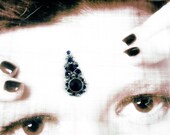 Bindi Antique Silver & Dark Indigo Swarovski Rhinestone ATS Bollywood ITS Tribal Fusion Dance Sarasvati's Dream Goddess Collection