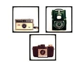 25% OFF 3 Vintage Cameras - Fine Art Photography Prints of Classic Cameras - set of 3 8x8s