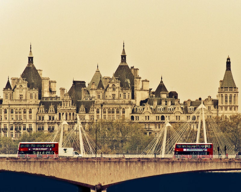 London Photo - London Symmetry - fine art photography of two red buses in London