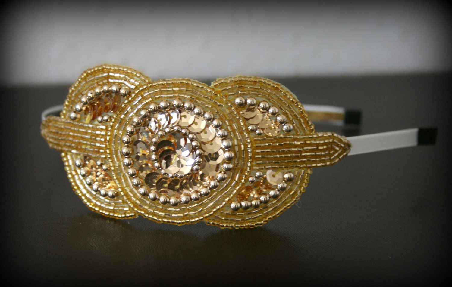 Gold Art Deco Beaded Sequin Headband