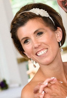 Rhinestone Bridal Feather Headband, Wedding hair piece, bridal headpiece, accessories, crystal