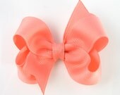 Coral Hairbow - Baby Toddler Girl - Solid Color 3 Inch Boutique Hair Bow on Alligator Clip Barrette