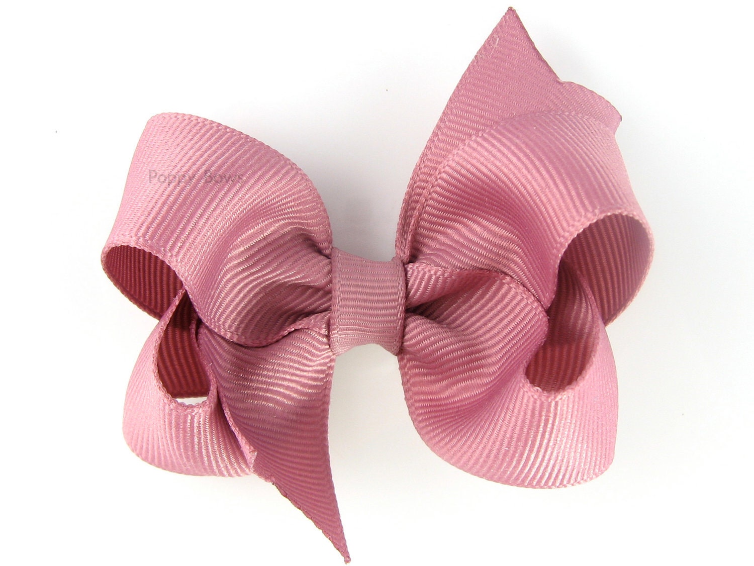 Mauve Hair Bow - Baby Toddler Girl - Solid Color Dusty Rose Pink 3 Inch Boutique Bow on Alligator Clip Barrette - PoppyBows