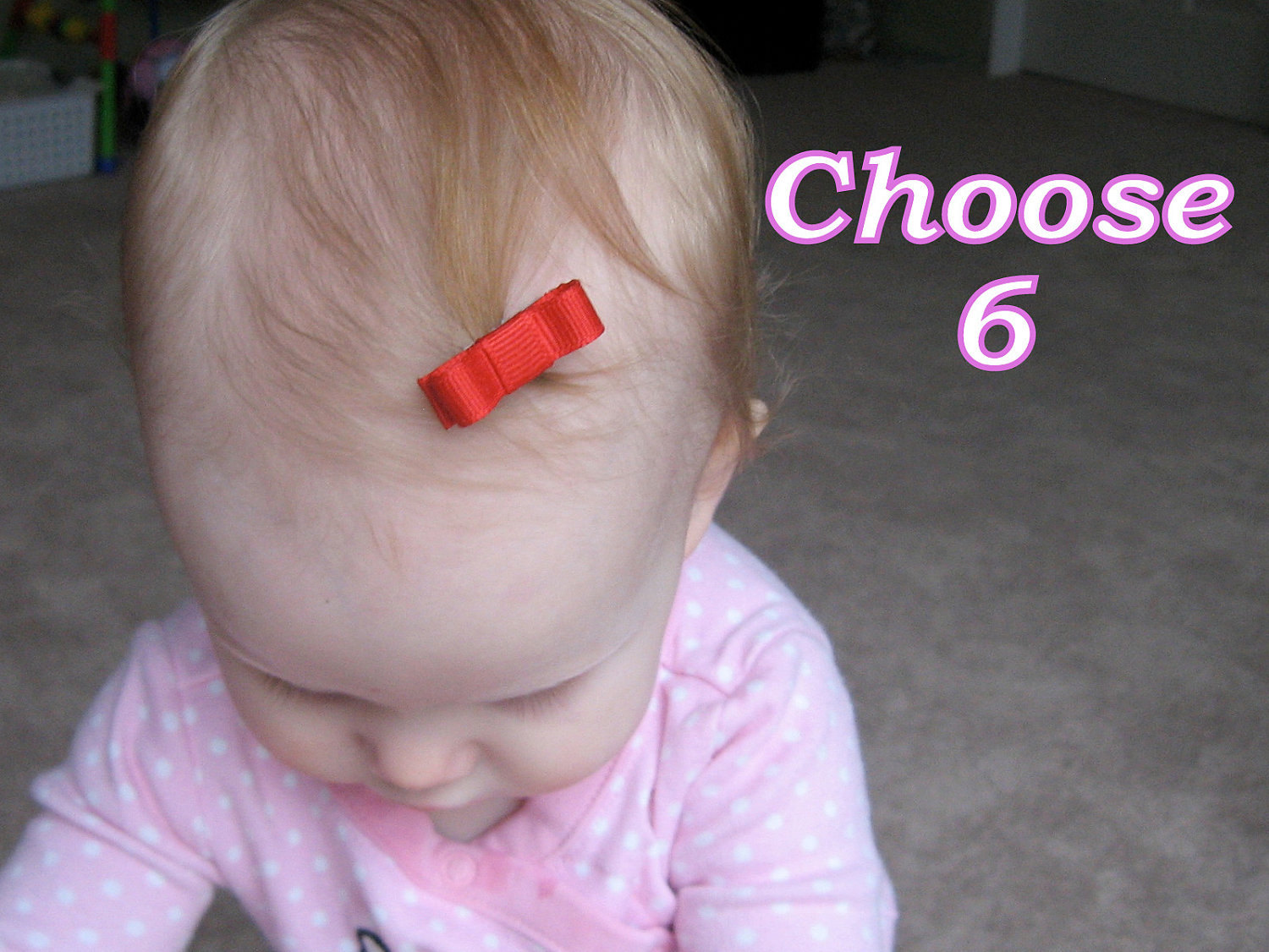 6 Pack Baby Hair Clips For Newborn Toddler Girls - Your Color Choice of 6 Mini Snap Clip Tuxedo Bows with Non Slip Grip