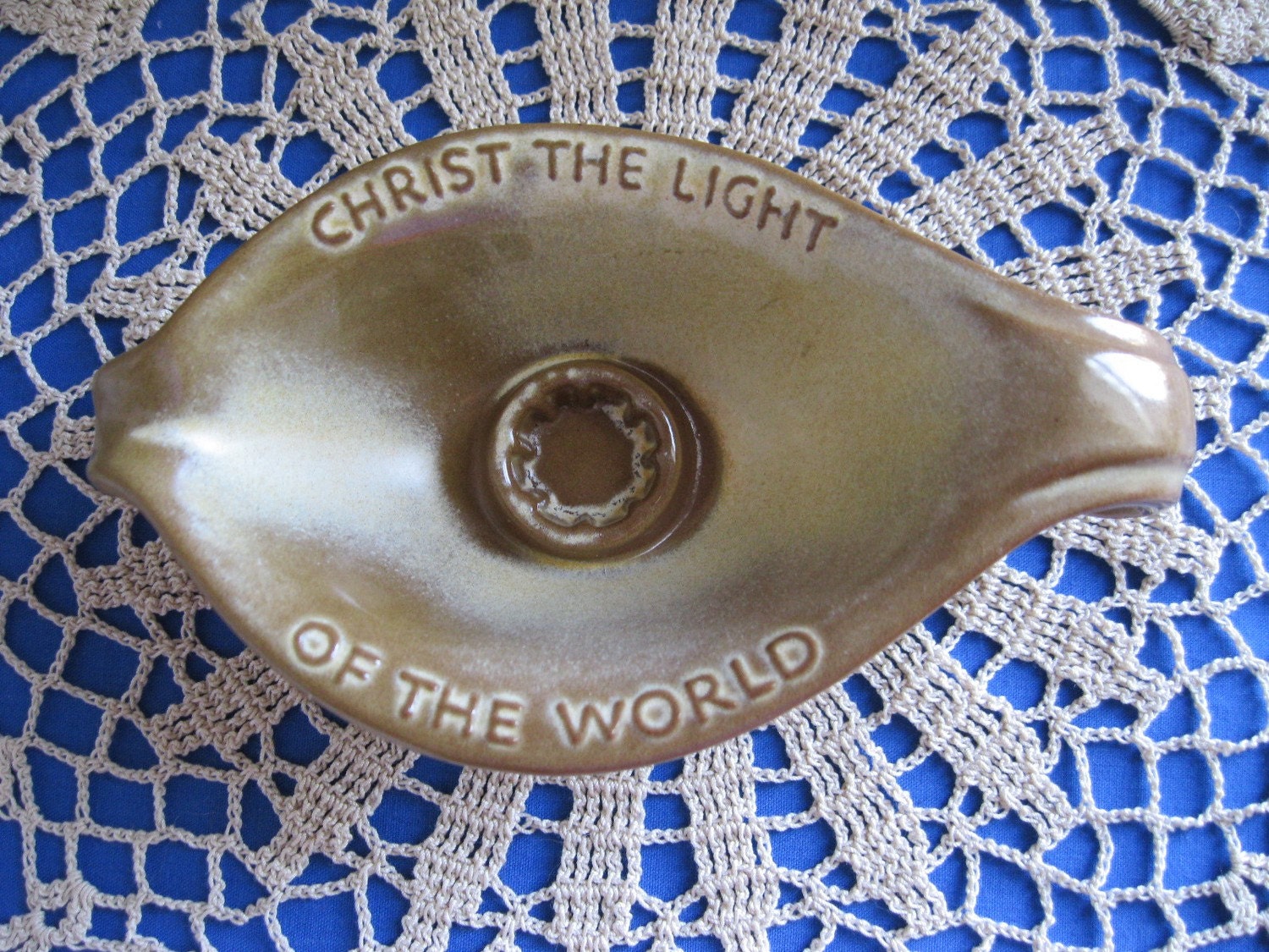 Christ Oral Roberts Frankoma Candle Holder
