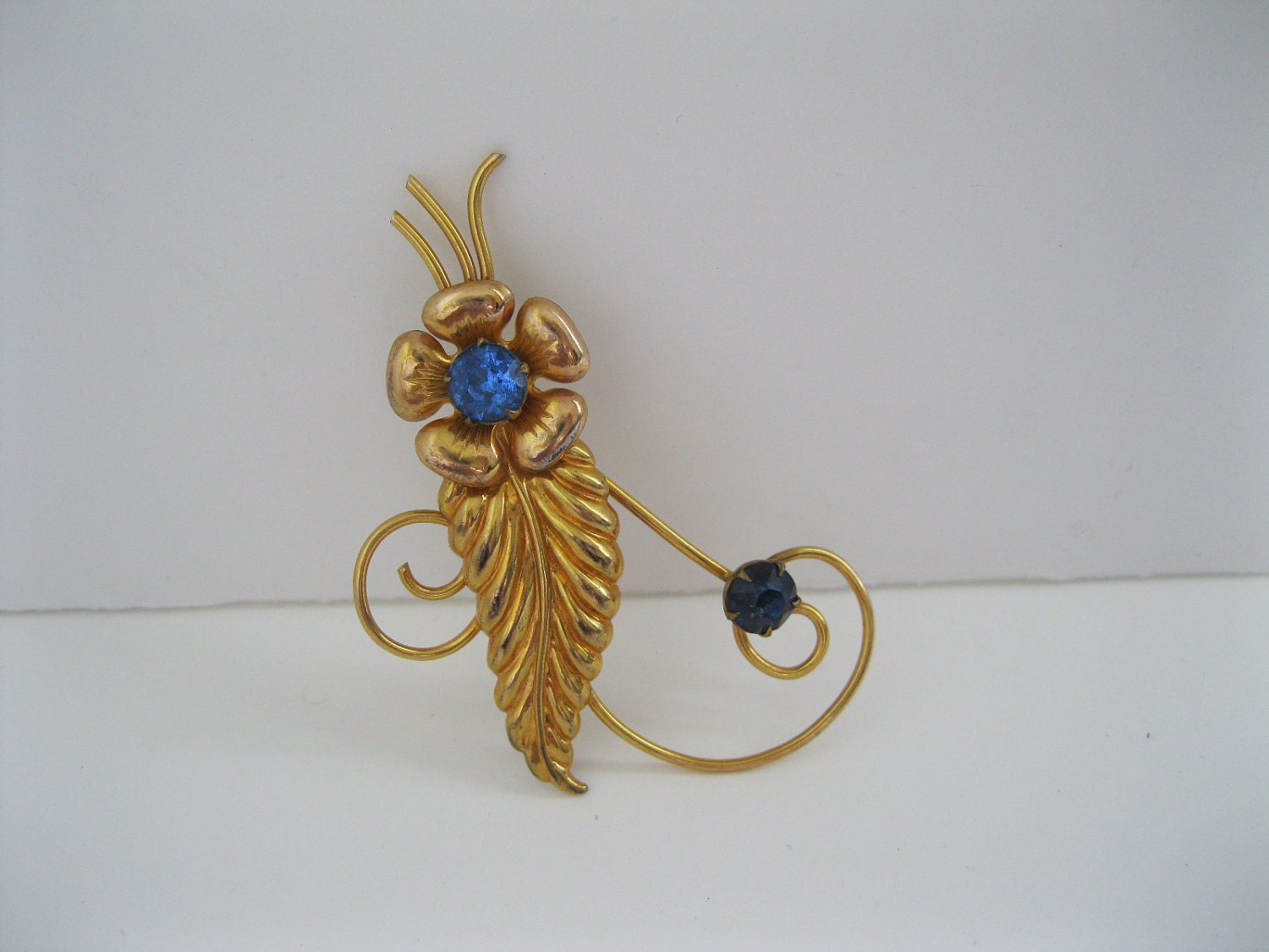 Gold Filled Rhinestone Brooch Vintage I. Michelson 12 K 1930s Art Deco