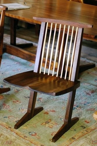 Custom made-to-order modern black walnut dining chair
