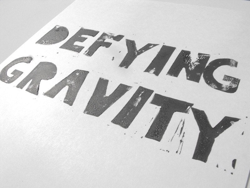 Lino print- Defying Gravity, 8X10 inches