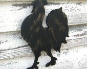 Rooster Sign Black Wooden Chicken Farmhouse Country Kitchen Wall Decor