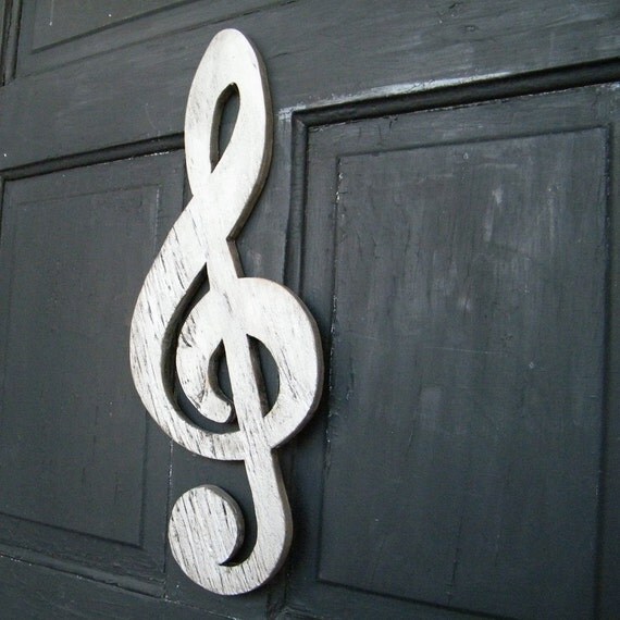 Treble Clef Sign Wooden Musical Symbol Wall Art