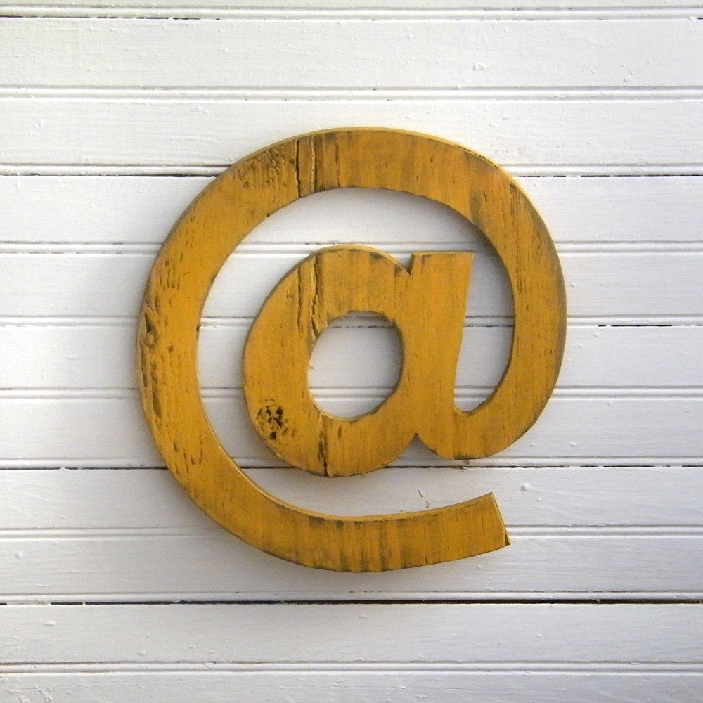 At Sign Symbol Typography Character Geekery Rustic Geek Wood Wall Sign