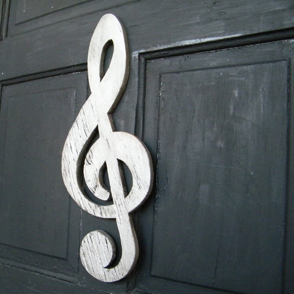 Treble Clef Sign Wooden Musical Symbol Wall Art