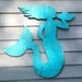 Mermaid Wood Sign Coastal Gulf Blue Conch Shell Beach Ocean