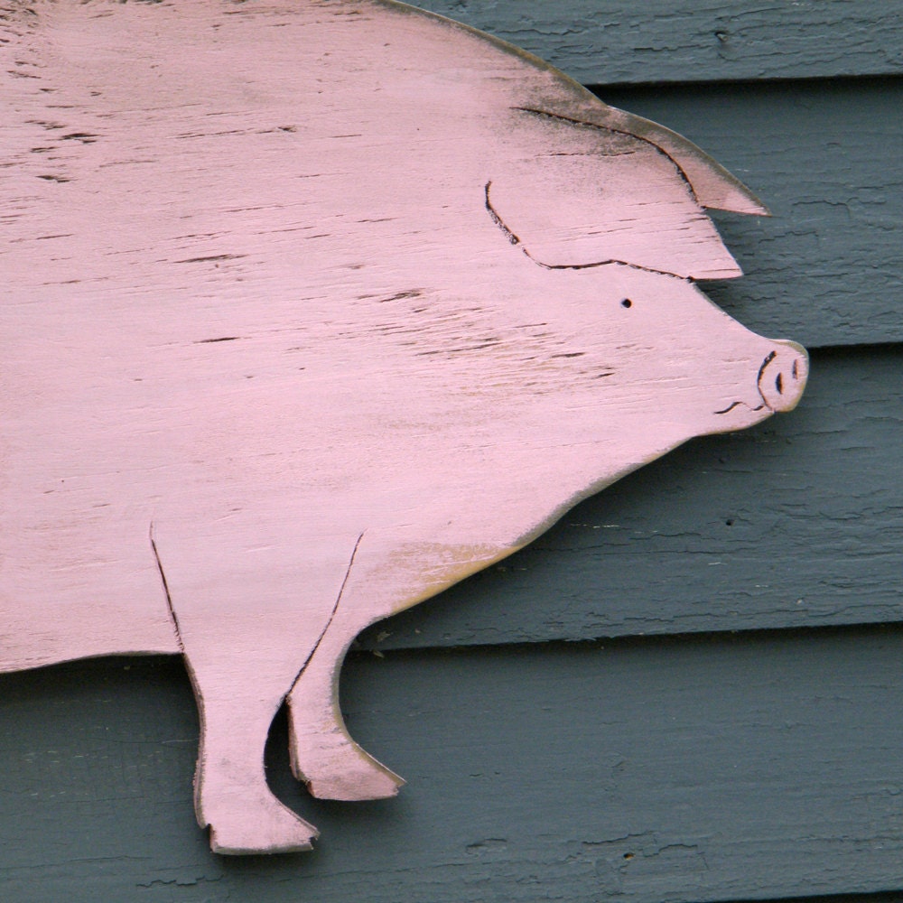 Piggy Wooden Sign Distressed Large Size Wood Sign Country Pig