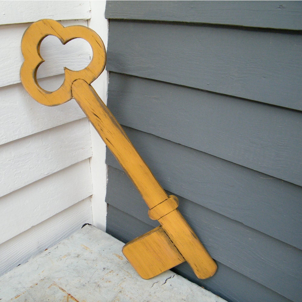 Key Wooden Sign Distressed Large Size Wood Sign