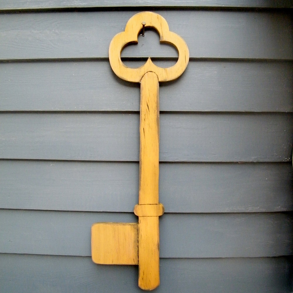 Key Wooden Sign Distressed Large Size Wood Sign
