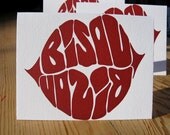 1 Letterpress Valentines Greeting "Bisou, Bisou"