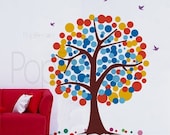 Tree Wall Decal Living Room Tree Decals Butterflies Sticker Girls Room Decal- Polka Dot Tree -Designed by Pop Decors