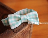 Tiffany Blue & White Gingham Boys Bow Tie- Ready to Ship- 2T-5T