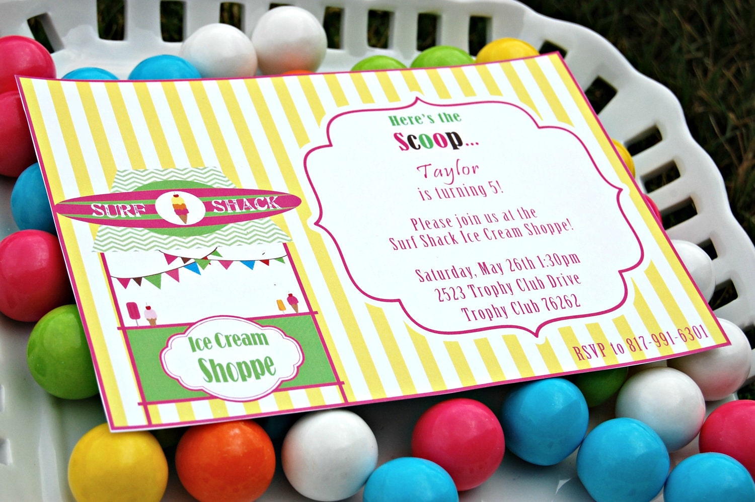 Surf Shack Ice Cream Party Invitation with Matching Envelope Wrappers Il_570xn