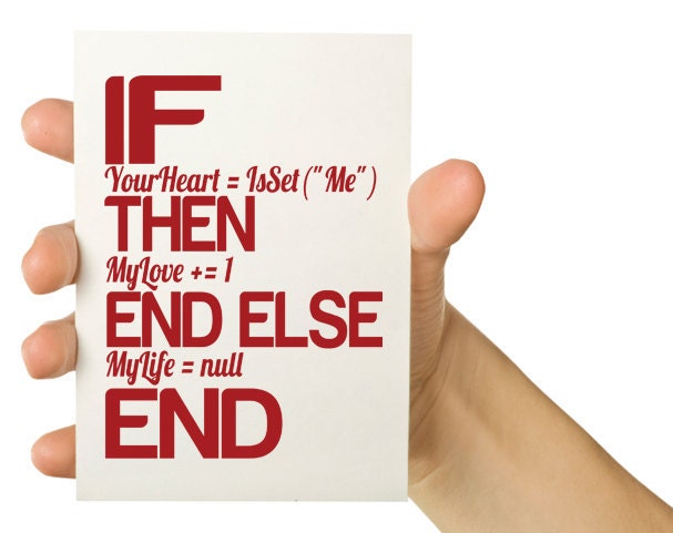 Valentine Card - Love Nerd Art - If Your Heart Is Set On Me - Red 5 x7 Greeting Card