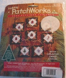 Vintage Bucilla Holiday Patchworks With Counted Cross Stitch Kit