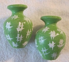 Doll House Miniature Handmade Decorative Wood Planter/Urn Set Of 2