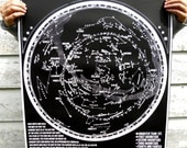 Constellations of the Northern Hemisphere star chart - hand pulled large screen print 22x28 inch Astronomy Poster