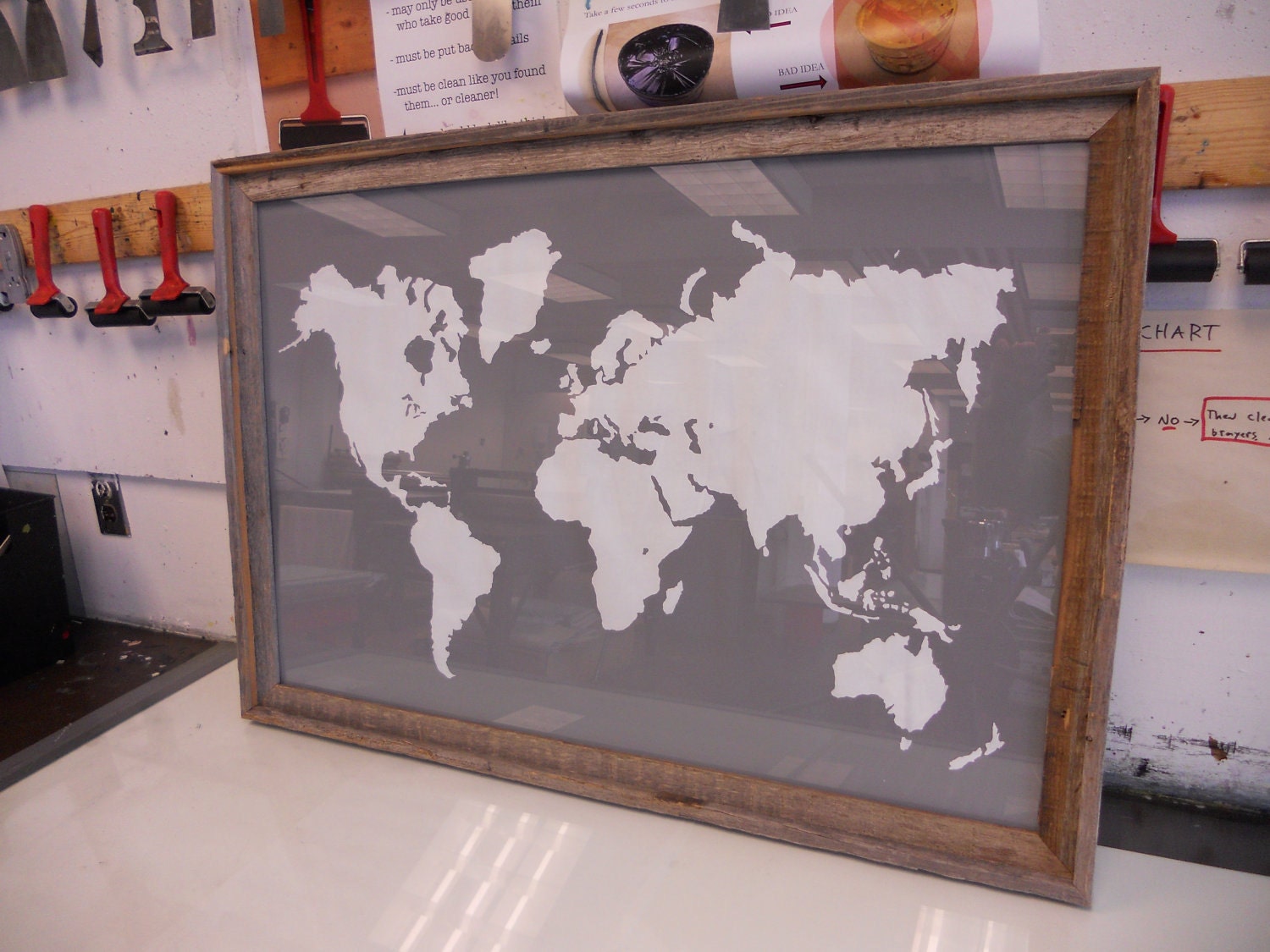 Giant Modern World Map Print Poster - 24x36 - Gray and White