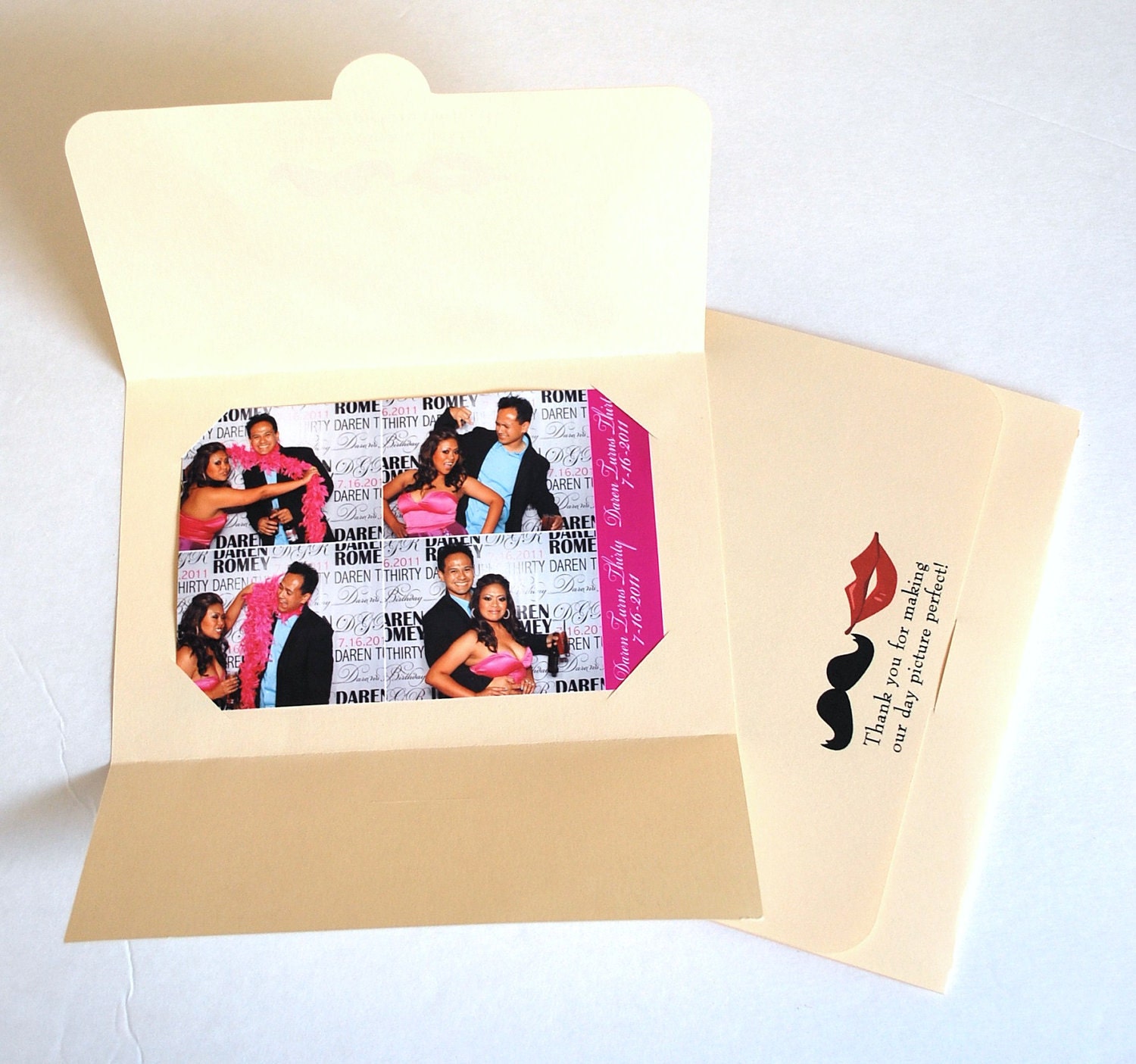 Photobooth 4x6 Photo-Strip Party Favor Protector Lips and Mustache design