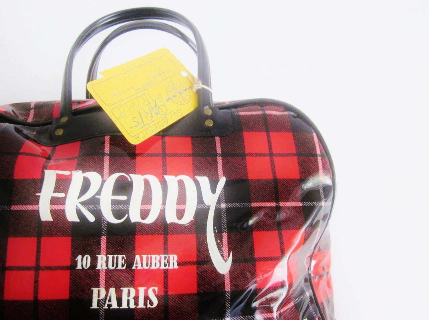 Vintage Freddy Bag Paris 1965 Pan Am Memorabilia Mid Century Luggage Tote Sports Bag Paris New York Fashion Week
