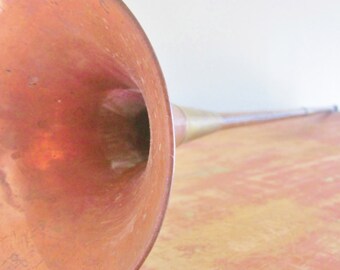 Vintage Brass English Herald Horn Polo Christmas Horn Angel Copper Angel Horn Musical Instrument Band Medieval