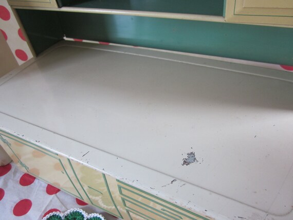 SALE Vintage Tin Toy Kitchen Cupboard Green Play Child Wolverine Kitchen Toy